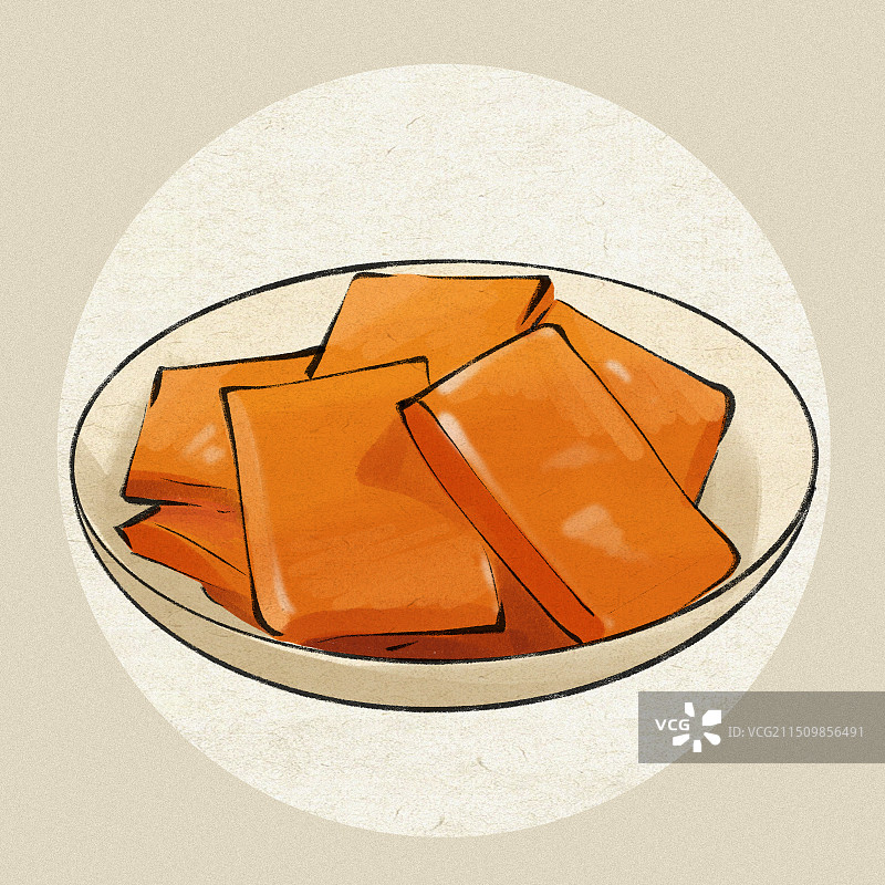 湖南美食土特产小吃手绘插画-攸县香干图片素材