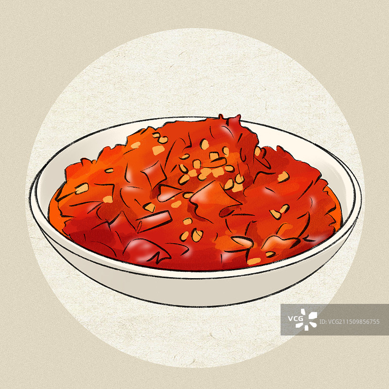 湖南美食土特产小吃手绘插画-剁辣椒图片素材