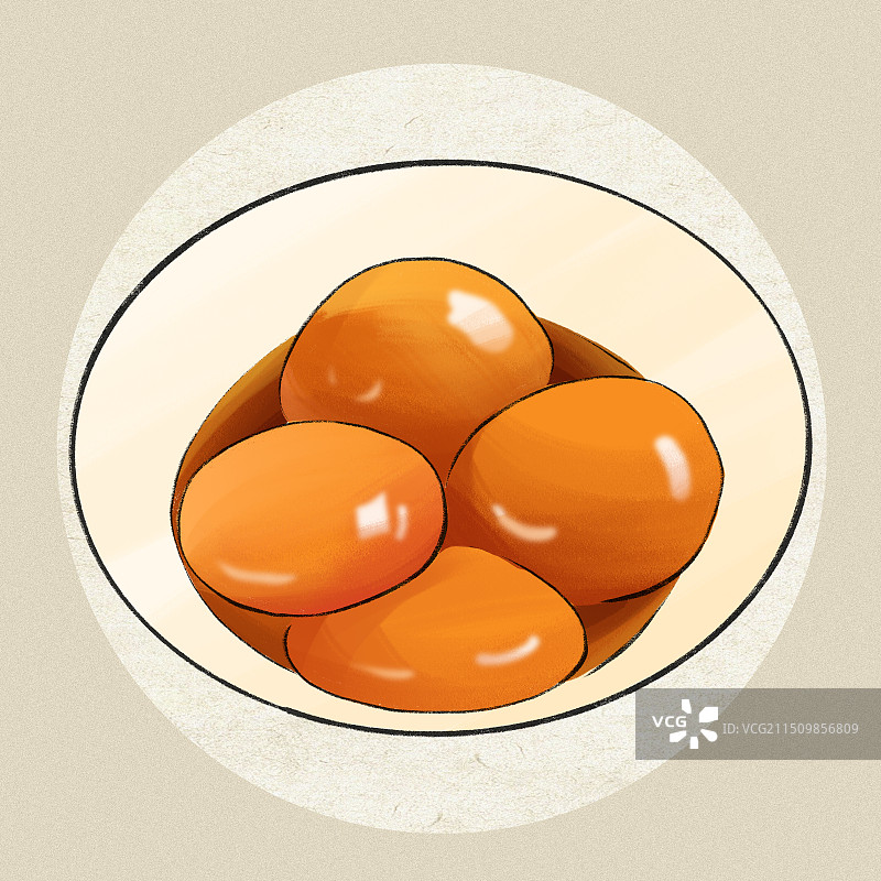湖南美食土特产小吃手绘插画-糖油粑粑图片素材