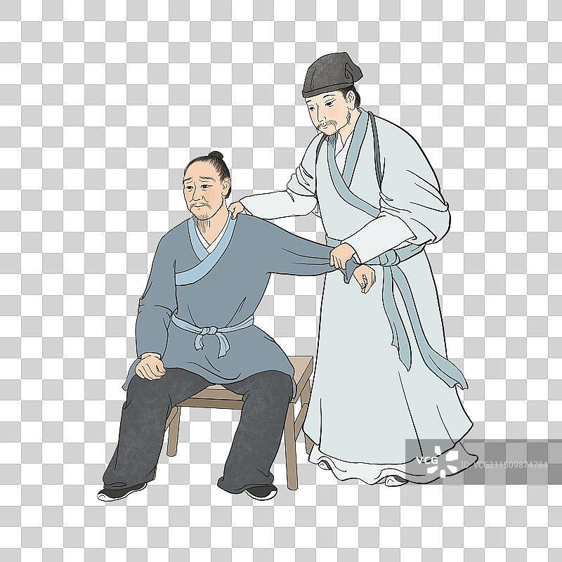 正骨推拿中医治疗插画图片素材