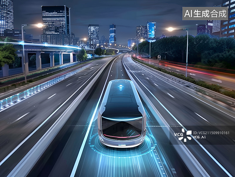 【AI数字艺术】未来无人驾驶公交巴士图片素材