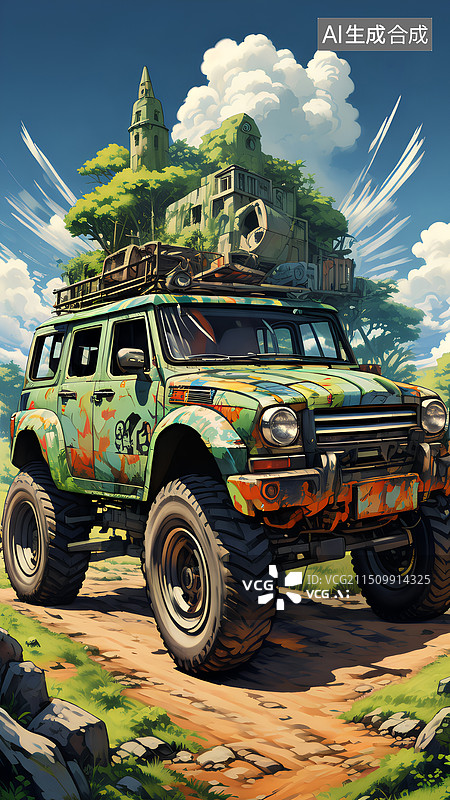 【AI数字艺术】街头的汽车广告背景图图片素材