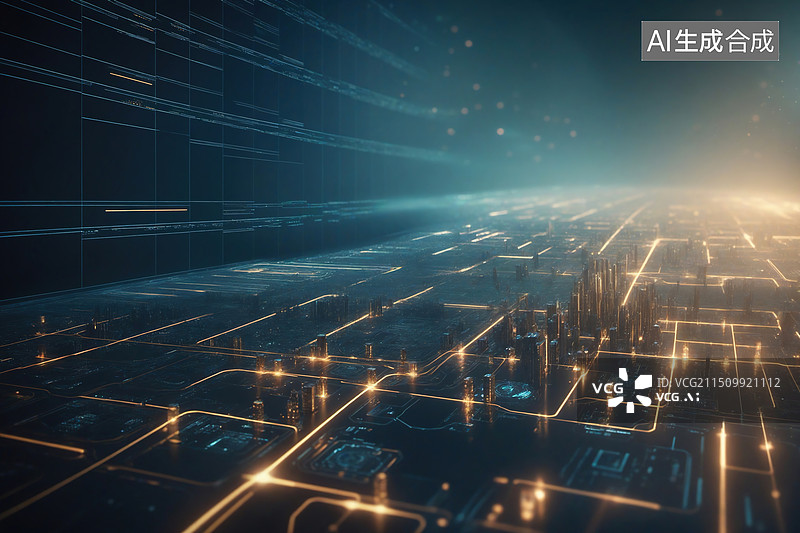 【AI数字艺术】大数据服务器机房概念图图片素材