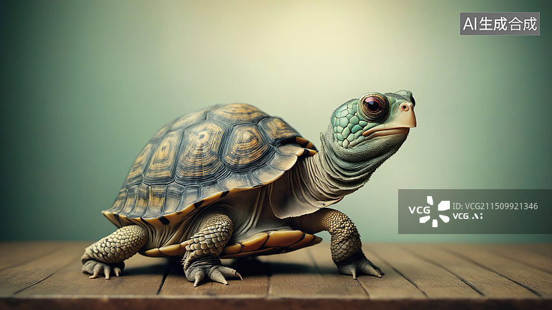 【AI数字艺术】奇妙融合：卡通乌龟与人类表情的邂逅图片素材