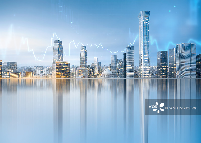 城市天际线建筑经济商务金融股市数据图片素材
