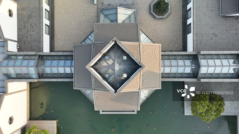 江苏苏州博物馆春天航拍图片素材