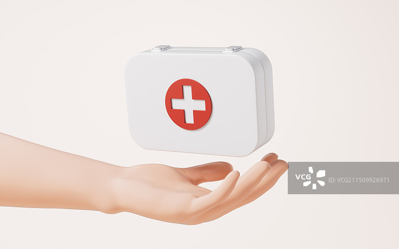 手里拿着的医药箱三维渲染图片素材