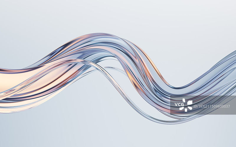 流动的蓝色玻璃曲面背景3D渲染图片素材