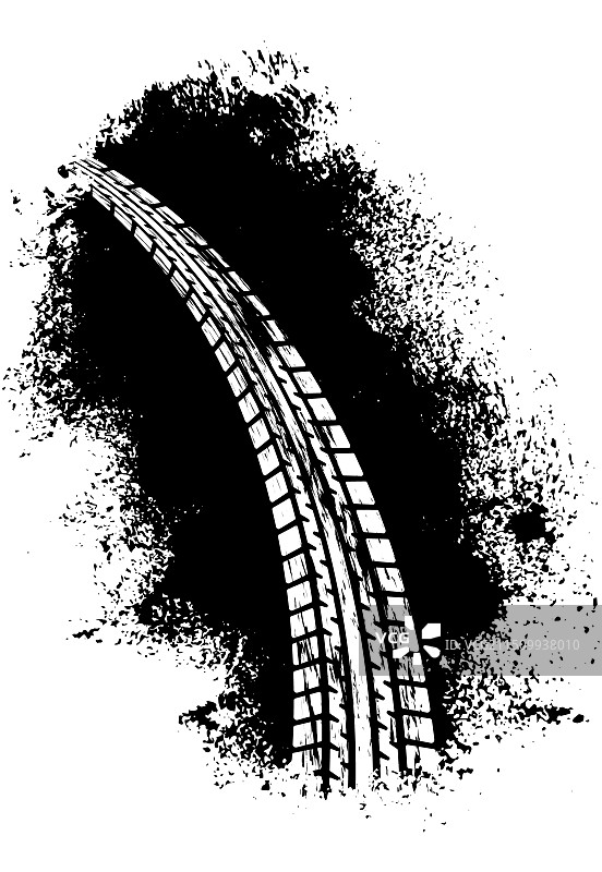 汽车轮胎在纹理飞溅上的痕迹图片素材