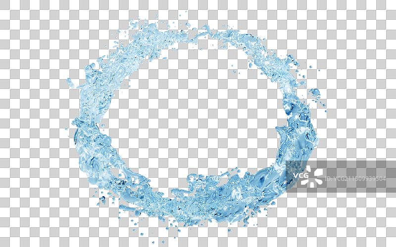 流动飞溅的透明液体水花三维渲染图片素材