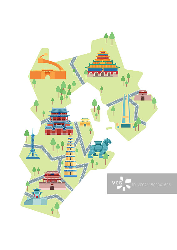 河北景点建筑分布图片素材