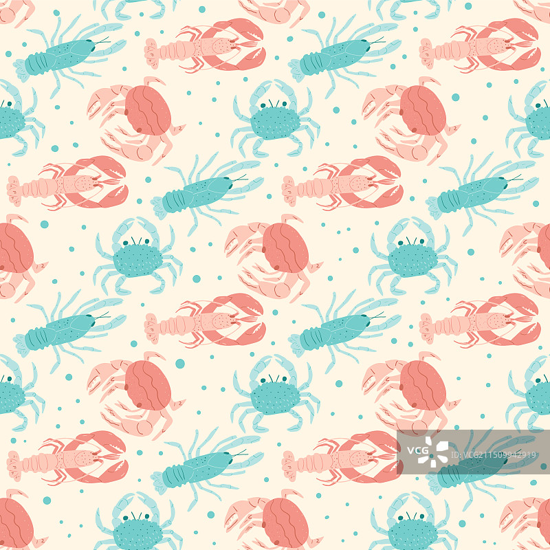 水下世界甲壳类动物无缝图案图片素材