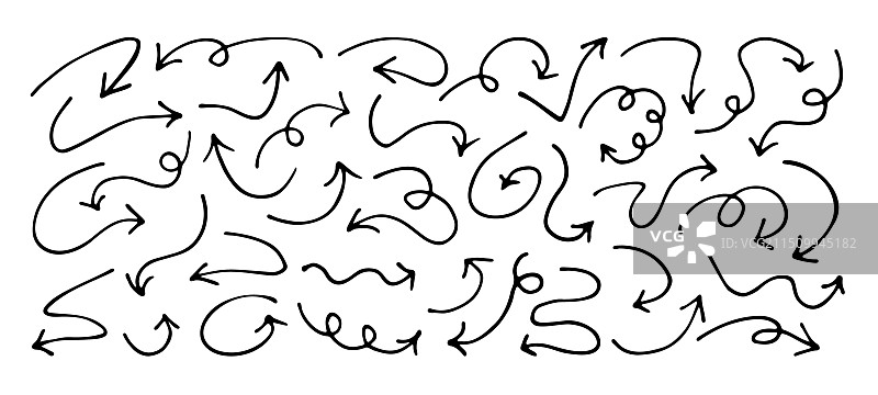 手绘箭头涂鸦符号套装图片素材