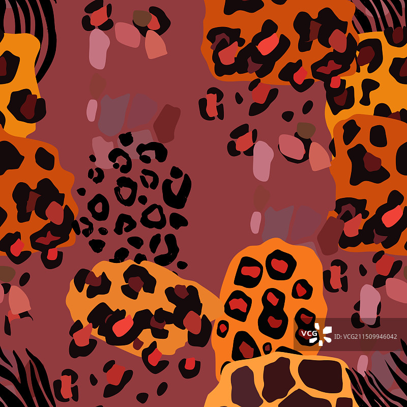 动物混合印花无缝抽象图案图片素材