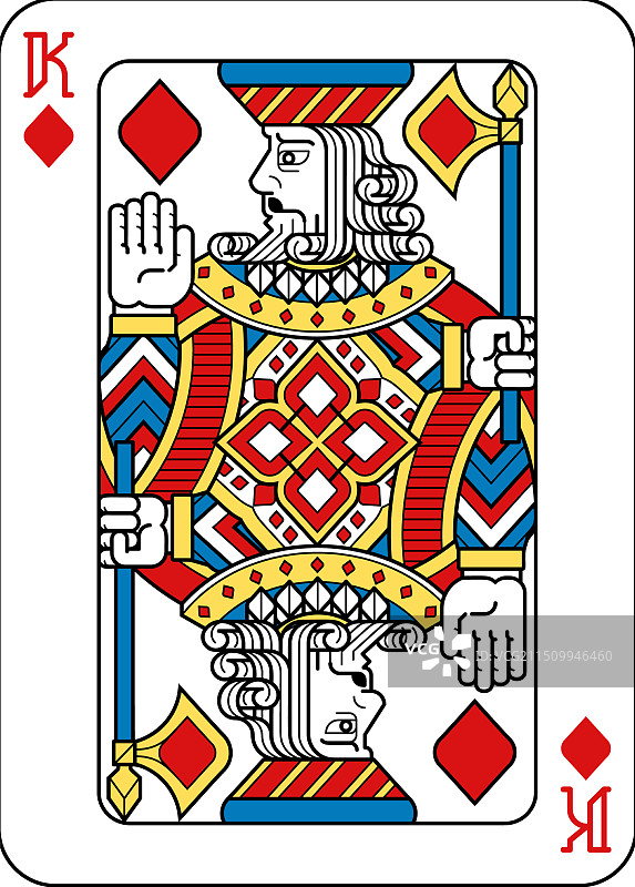 扑克牌方块K（黄红蓝黑）图片素材