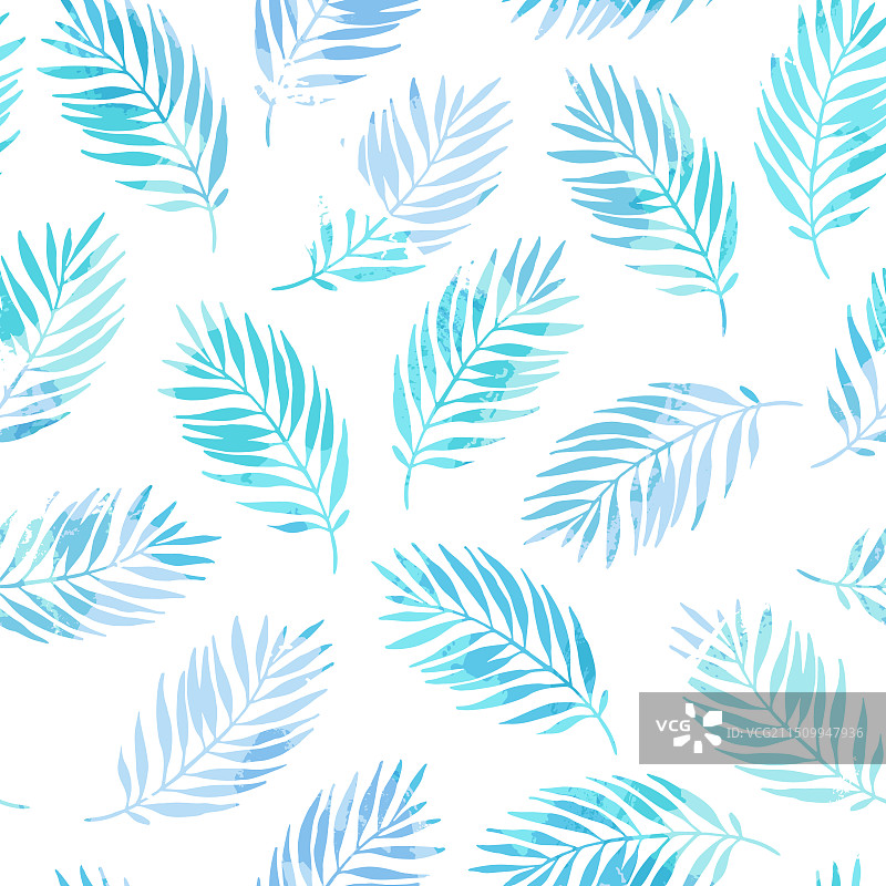 水彩纹理棕榈叶剪影图片素材