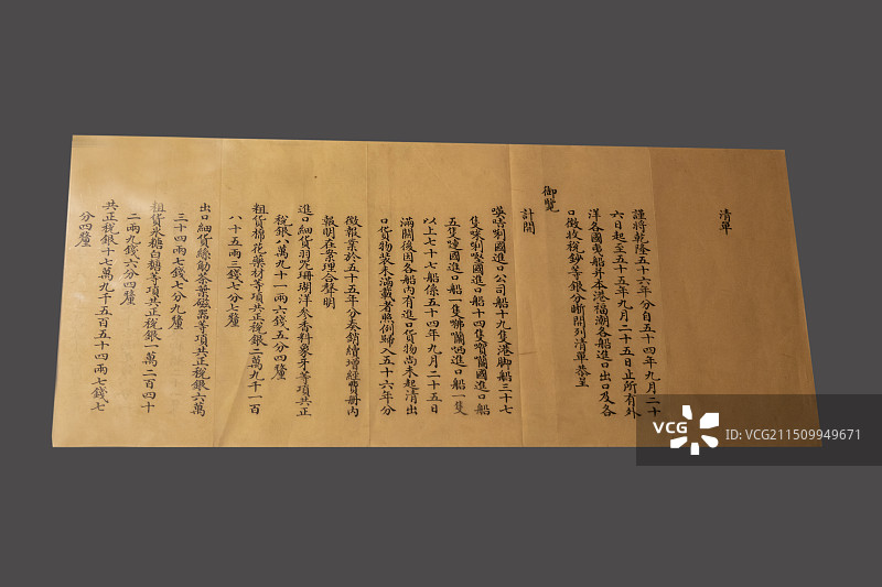 北京市中国海关博物馆：广州十三行贸易宫中清单【清乾隆五十四年—五十五年，复制品】图片素材