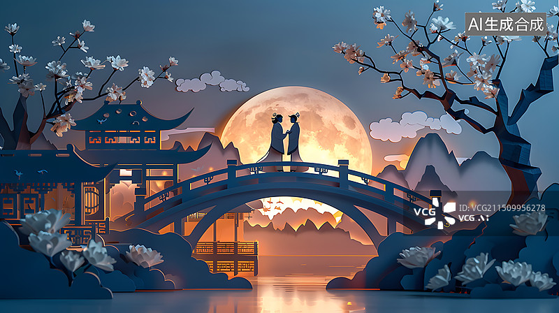 【AI数字艺术】七夕情人节牛郎织女图片素材