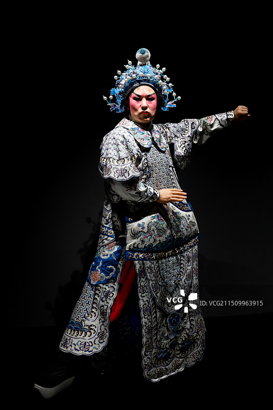 中国秦腔艺术博物馆展示文物蜡像武生 《回荆州》 赵云图片素材