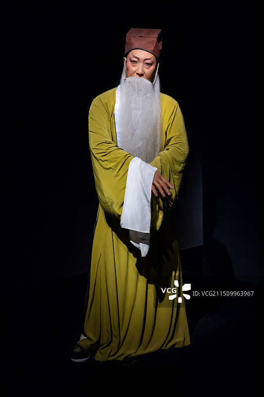 中国秦腔艺术博物馆展示文物蜡像老生 烙碗计 刘志明图片素材