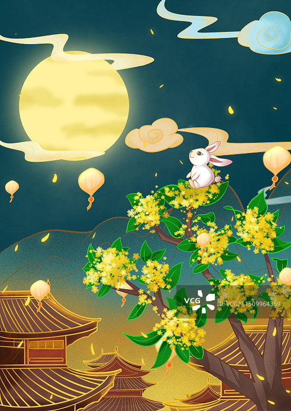 月色下的城楼图片素材