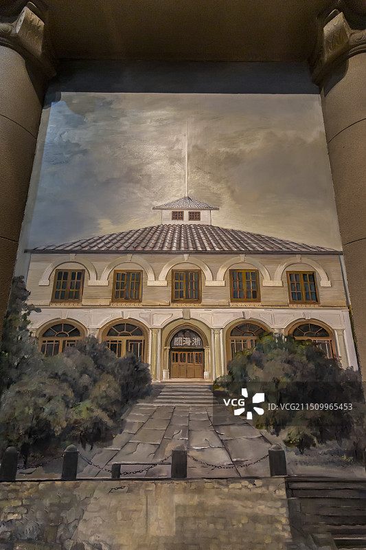 北京市中国海关博物馆：近代海关办公楼：浙海关油画（先后于1865—1927年间建成）图片素材