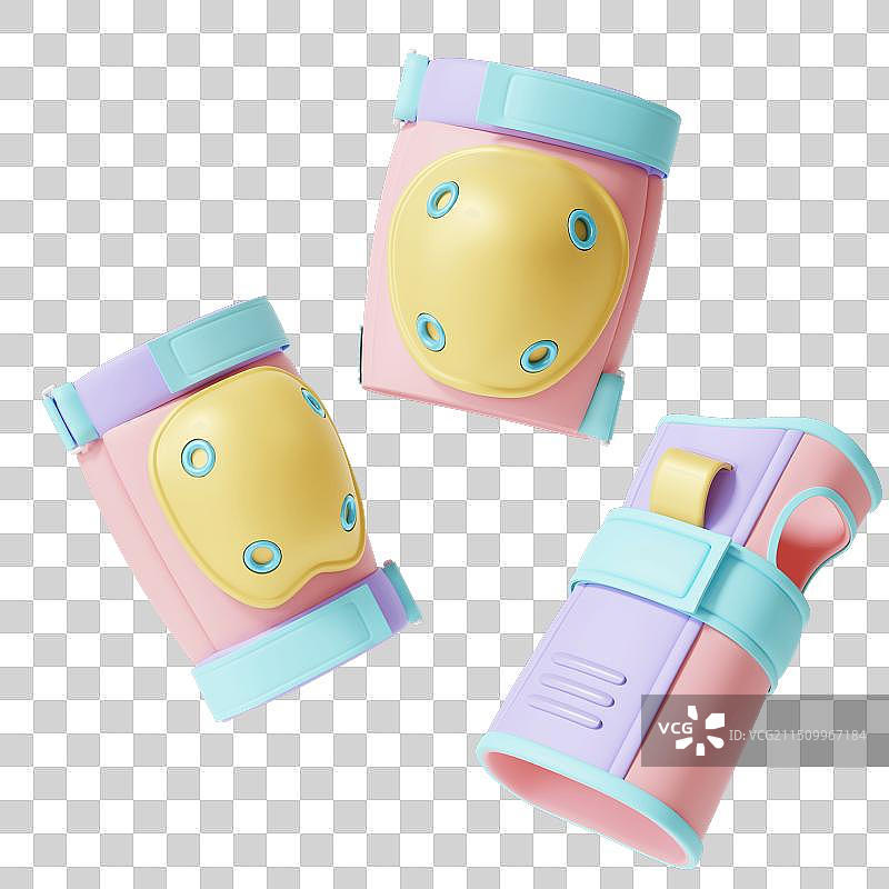 3D粉彩滑冰防护装备集图片素材