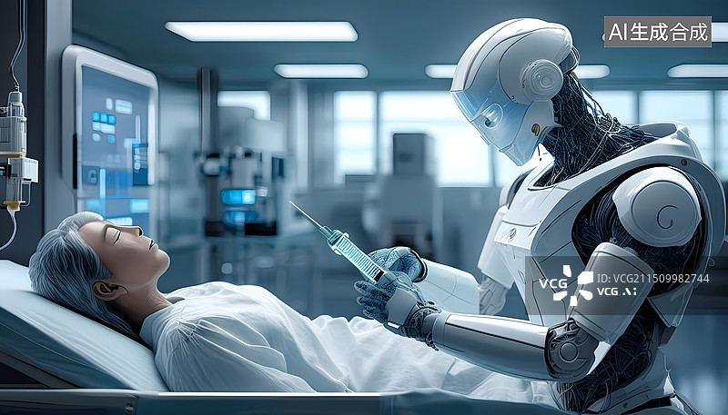 【AI数字艺术】智能机器人医生护理医院看护图片素材