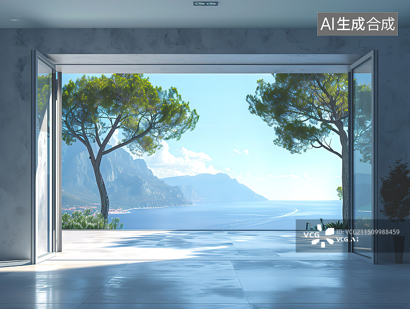 【AI数字艺术】窗外的风景图片素材