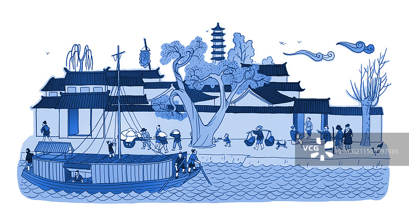 大运河 青花瓷 京杭大运河 古代图片素材