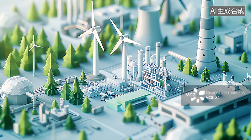【AI数字艺术】绿色生态科技产业园3D效果图图片素材