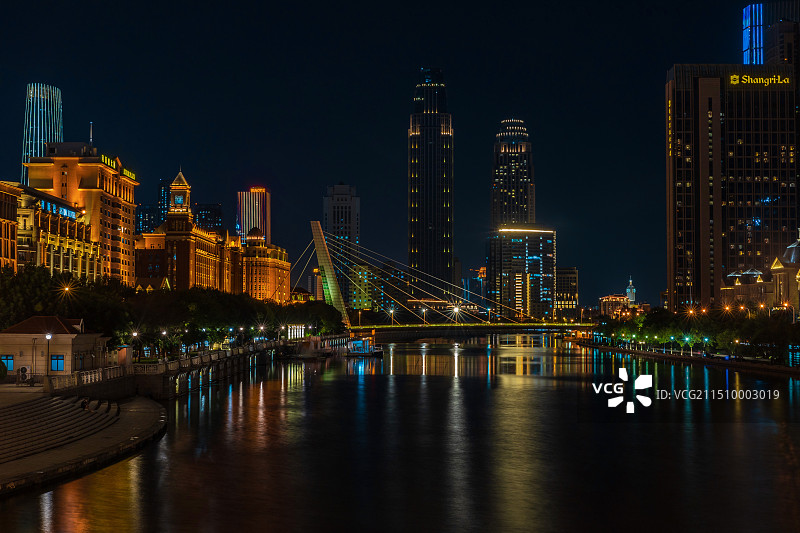 天津城市夜景-海河图片素材