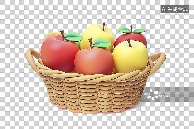 【AI数字艺术】篮子里盛满了好吃的苹果图片素材