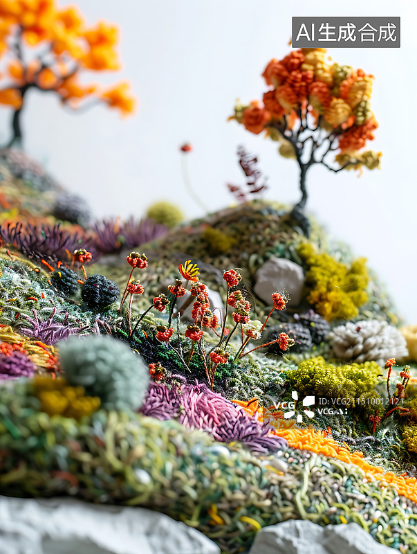 【AI数字艺术】微缩毛线针织自然场景图片素材