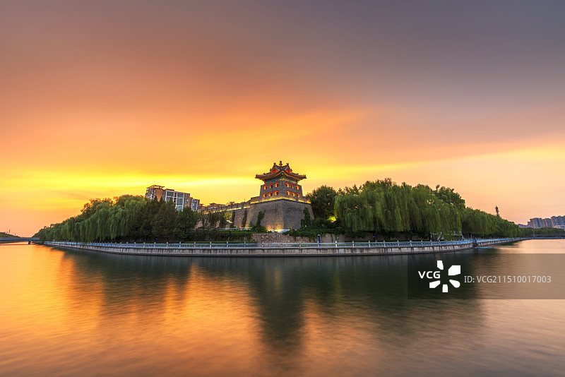 北京左安门角楼夏季晚霞图片素材