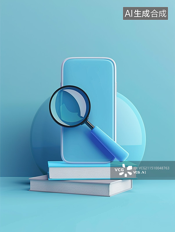 【AI数字艺术】独特的放大镜与书籍场景图片素材