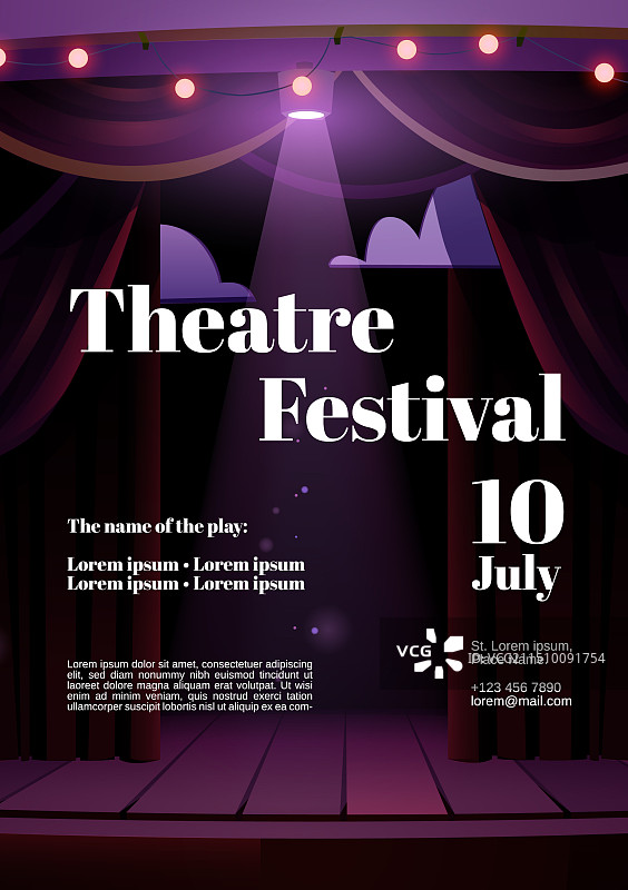 带舞台和幕布的戏剧节海报图片素材