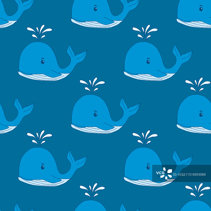 深蓝色背景上的蓝鲸无缝图案图片素材