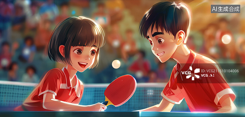 【AI数字艺术】乒乓球运动员插画图片素材