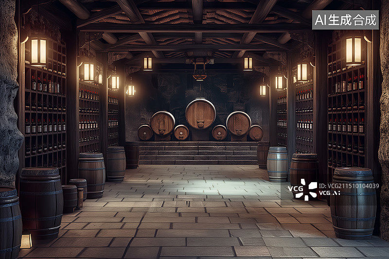 【AI数字艺术】红酒酒窖图片素材