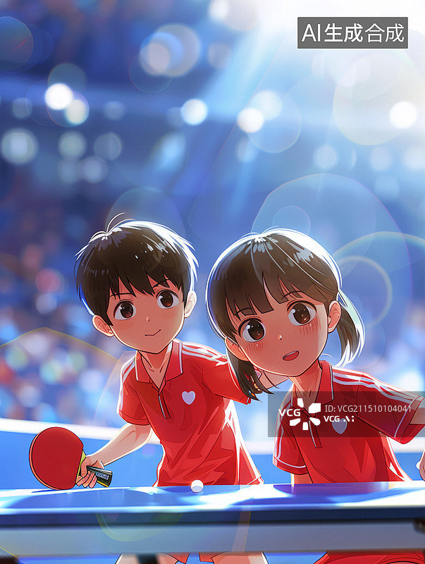 【AI数字艺术】乒乓球运动员插画图片素材