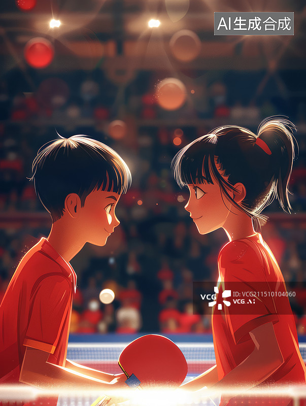 【AI数字艺术】乒乓球运动员插画图片素材