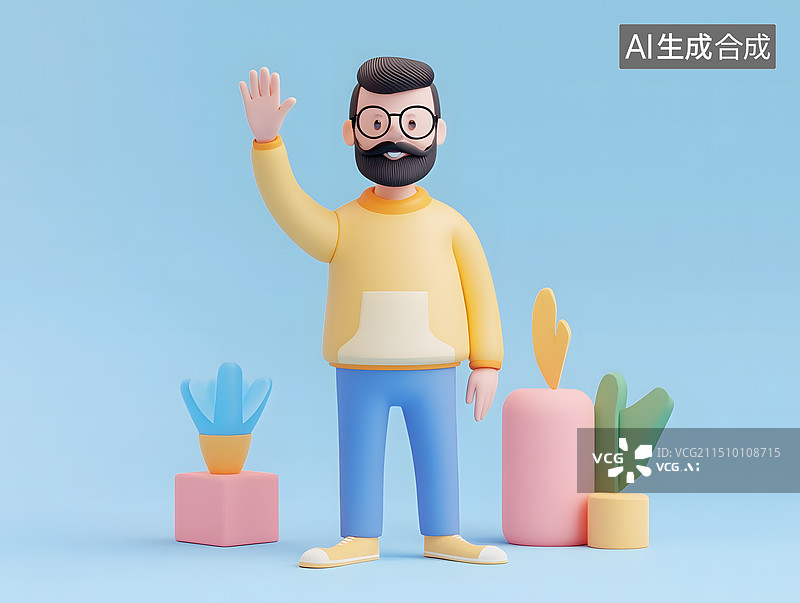 【AI数字艺术】一个大叔的3d模型图片素材