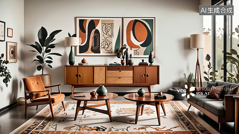 【AI数字艺术】现代客厅：温馨舒适的生活空间图片素材