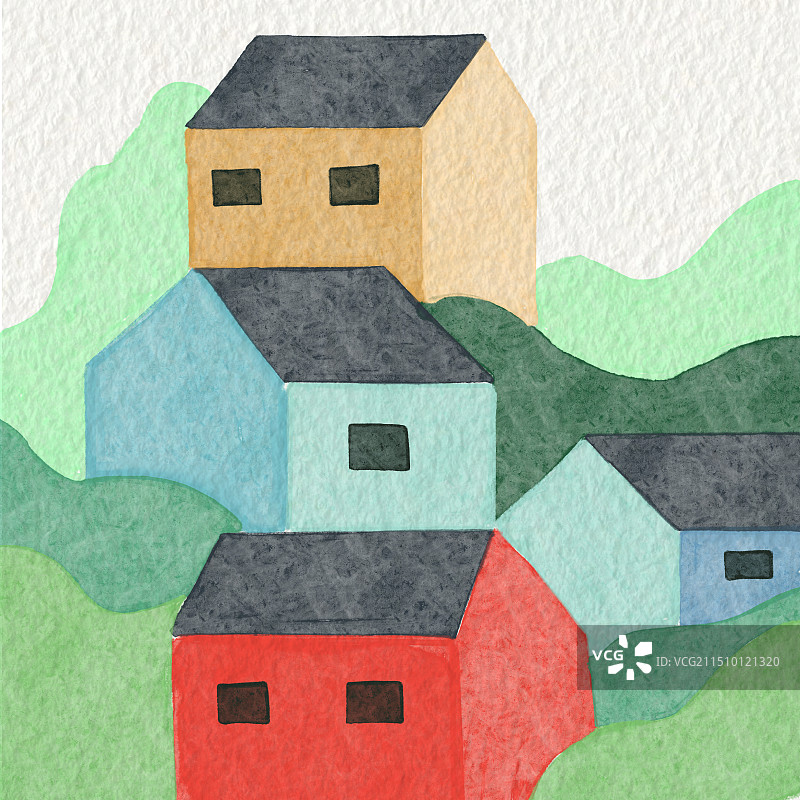 农村房子简约装饰画图片素材