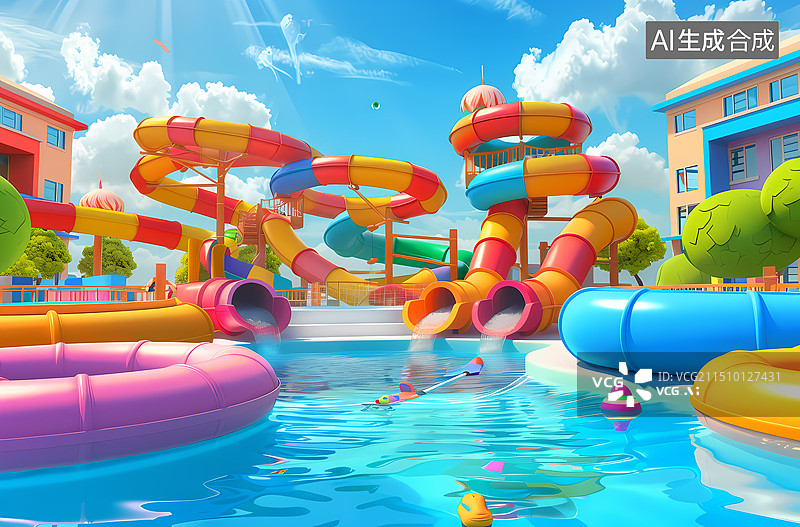 【AI数字艺术】水上游乐园图片素材