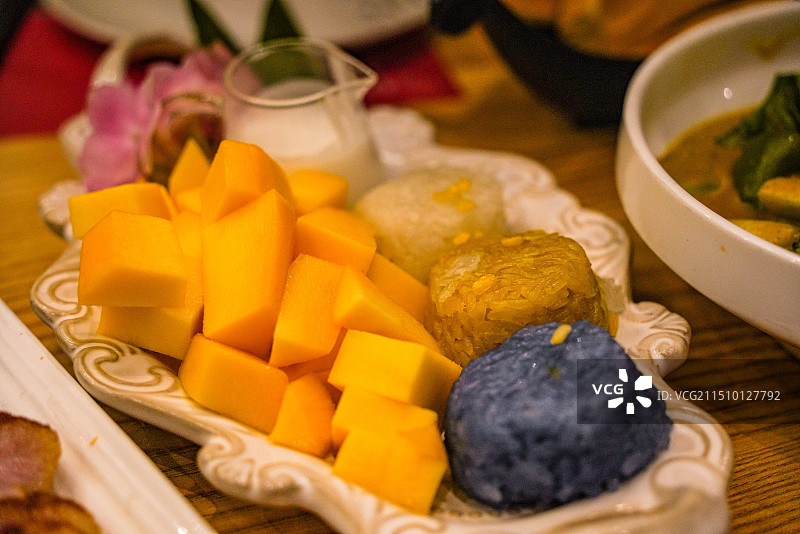 芒果糯米饭特写图片素材