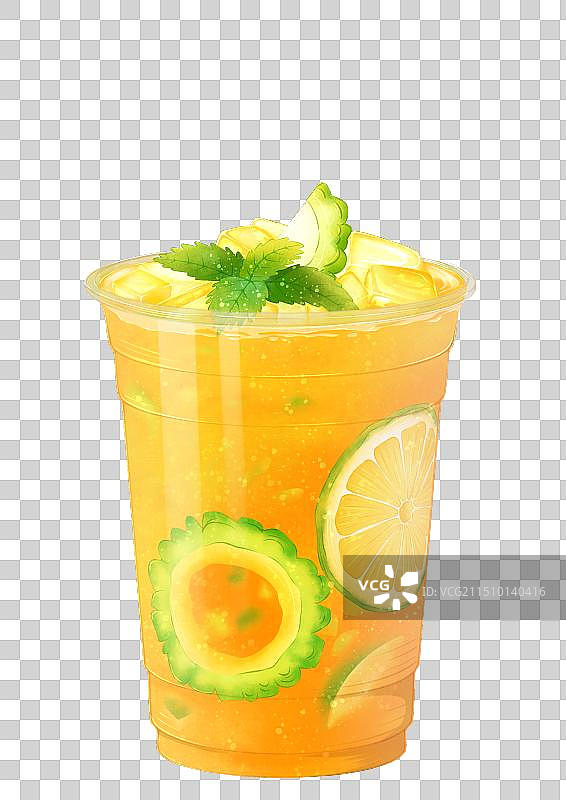 手绘柠檬茶，冰沙，拿铁，咖啡图片素材
