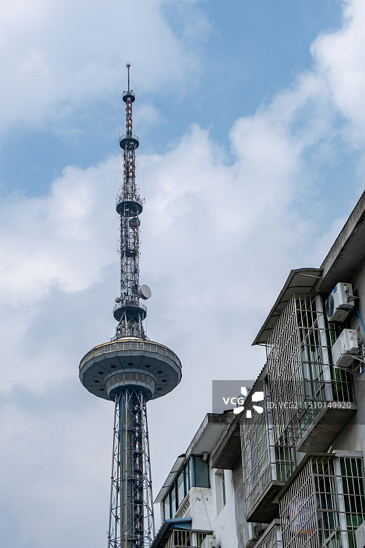 四川绵阳地标电视塔各角度景观图片图片素材