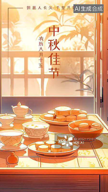 【AI数字艺术】中秋海报设计模板插画图片素材